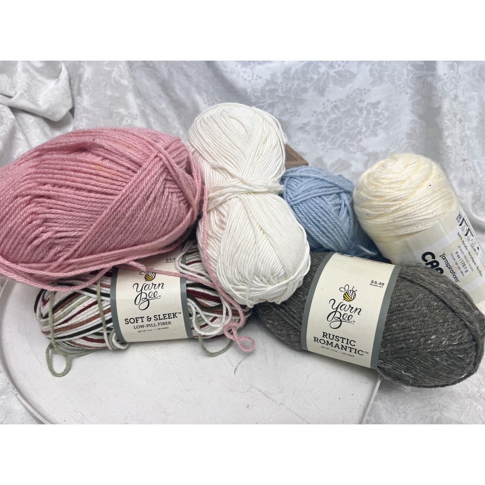 Yarn Bee & Caron Mixed Yarn Lot Soft Sleek Rustic Romantic Simply Soft 6 Skeins